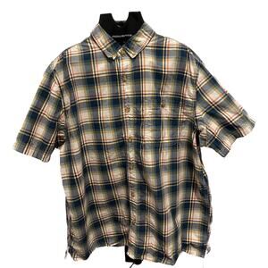 Duluth Trading XL men's Plaid Cotton shirt button down short sleeve pocket